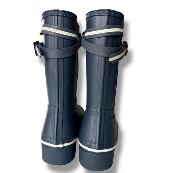 Hunter Original Short Wedge Backstrap Nords Boots Navy Dark Slate White Size 9 - Picture 7 of 9